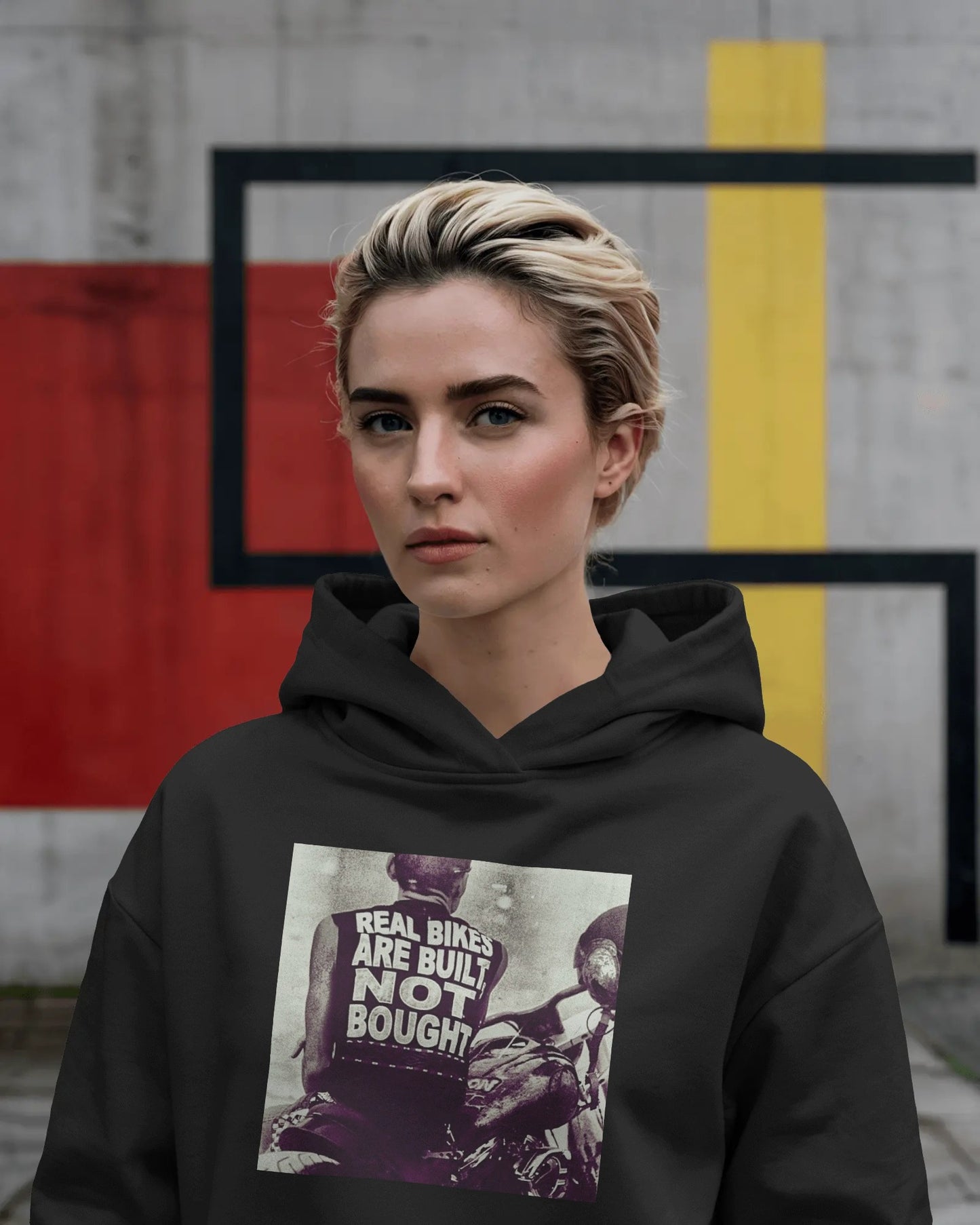 Real Bikes Are Built Not Bought Vintage Ride motorcycle, motorbike Black Hoodie
