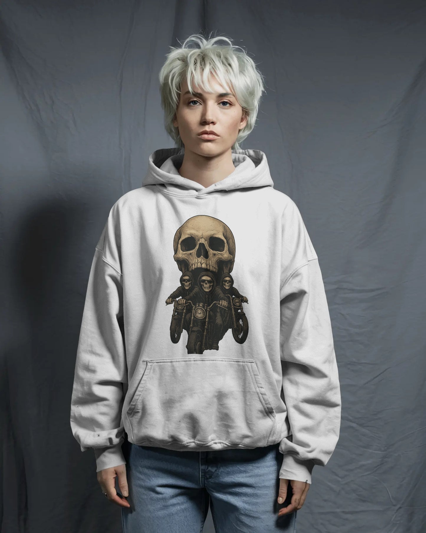 The Reaper Ride – By Cuba Prints Vol. 2 motorcycle motorbike white Hoodie