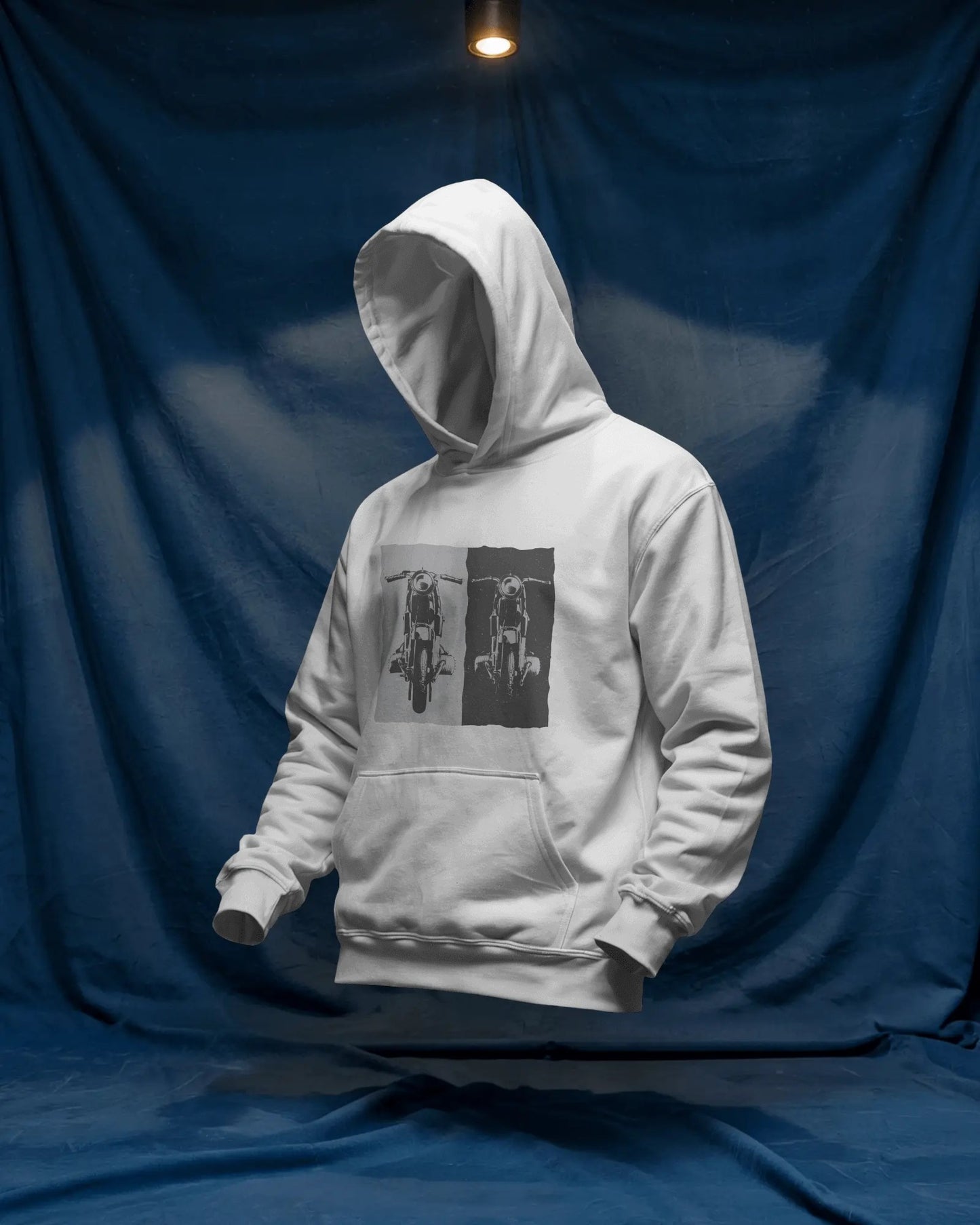 Vintage Ride Contrast Classic Cruiser motorcycle motorbike Hoodie WHITE