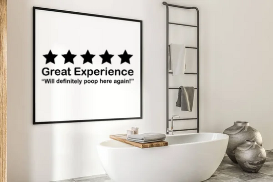 Bathroom Print Toilet Posters Funny Wall Art. 5 stars would poop here again