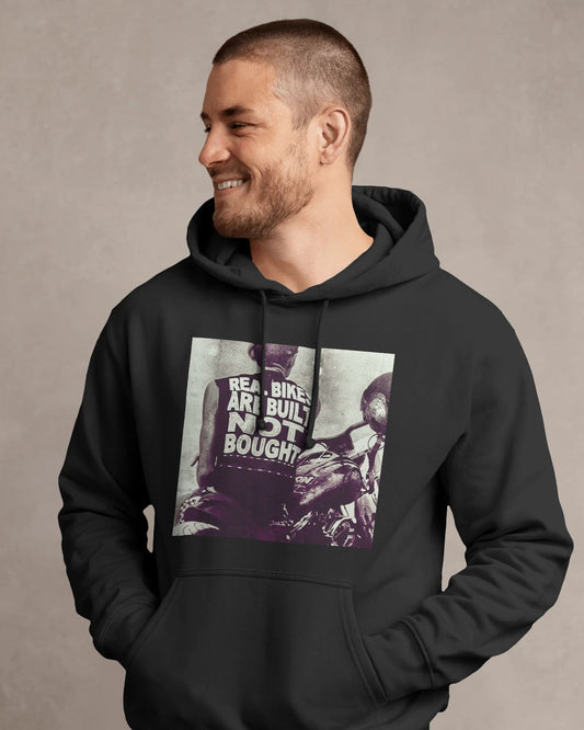 Real Bikes Are Built Not Bought Vintage Ride motorcycle, motorbike Black Hoodie